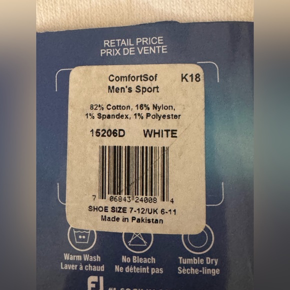 FootJoy FJ Men’s ComfortSOF 3 Pair Pack White Sport Size 7-12 US / 6-11 UK NWT - Picture 4 of 4
